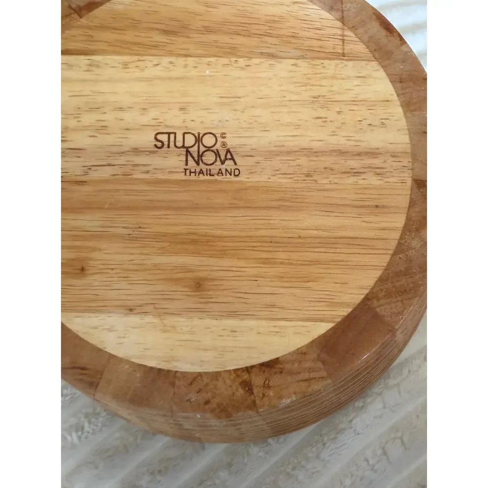 Vintage Studio Nova Thailand Wooden Salad Serving Bowl 11.5 inch